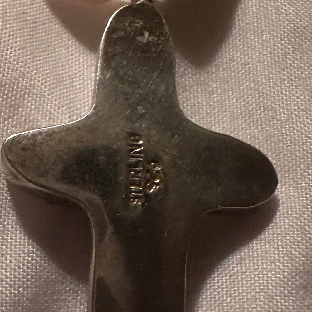 freshwater pearl, sterling silver,pearl inlay cross excellent condition